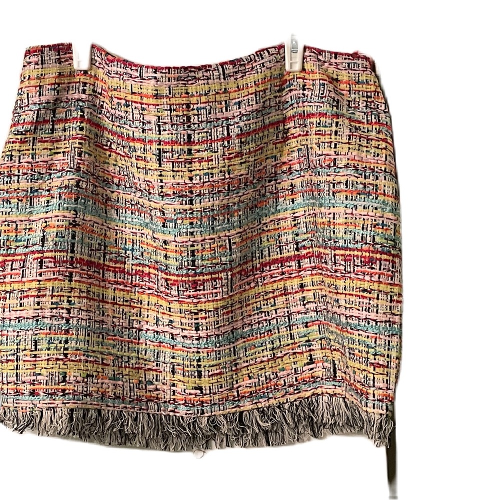 Forever 21 Skirt Multicolor Tweed Fringe Hem Mini